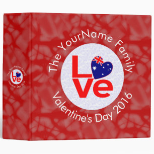 Australian Flag Red Letters LOVE Flag Personalized Binder