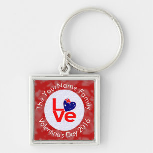 Australian Flag Red Letters LOVE Flag Personalized Keychain