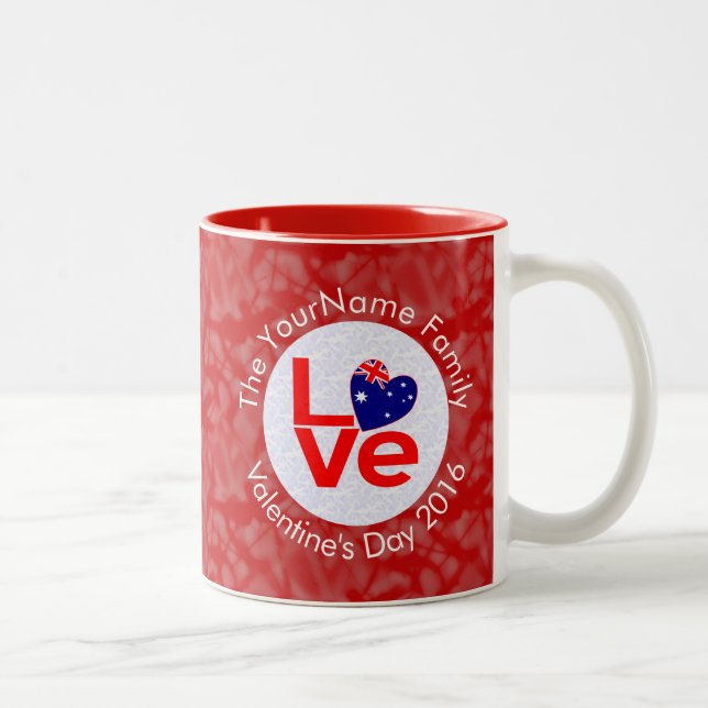 Australian Flag Red Letters LOVE Flag Personalized Two-Tone Coffee Mug (Right)