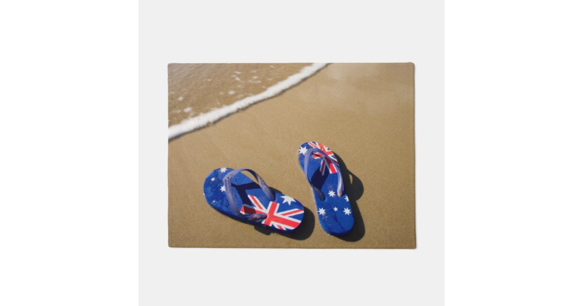Australian Flag Thongs On Beach | South Wales Doormat ...