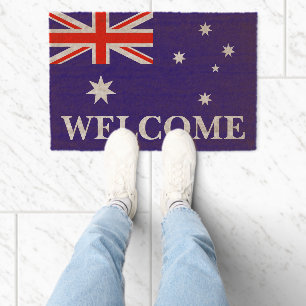 Australian flag welcome sign coconut fiber doormat