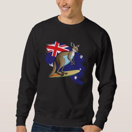 Australian Flag With Wallaby On Surfboard Sweatshirt