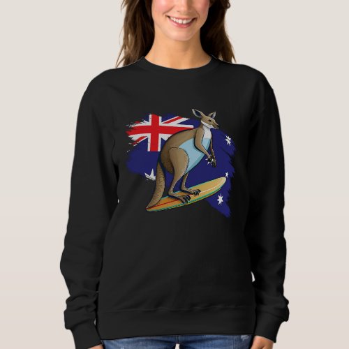 Australian Flag With Wallaby On Surfboard Sweatshirt