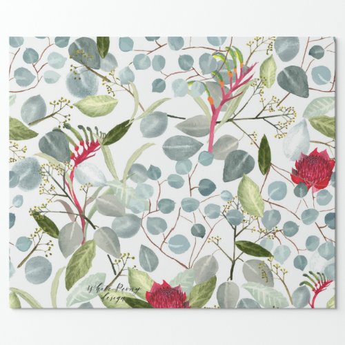 Australian flora Eucalyptus leaves Big Scale Wrapping Paper