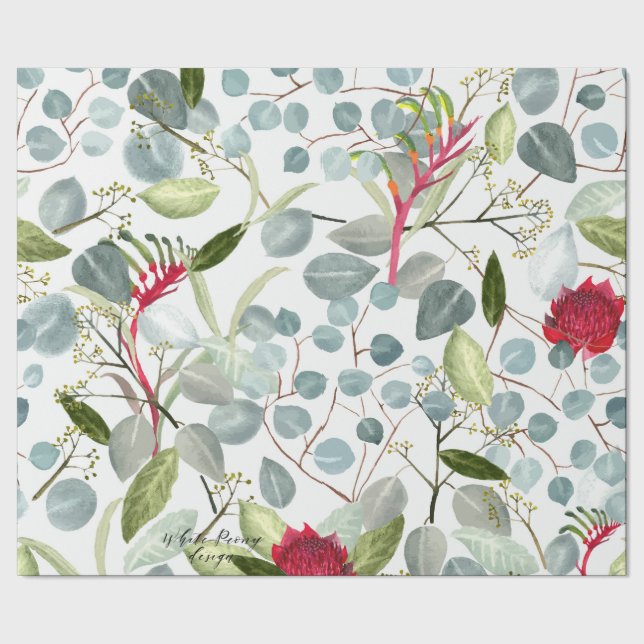 Australian flora Eucalyptus leaves Big Scale Wrapping Paper (Seam)