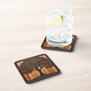 Australian Flora: The Wattle Tree Wood Print, Beverage Coaster