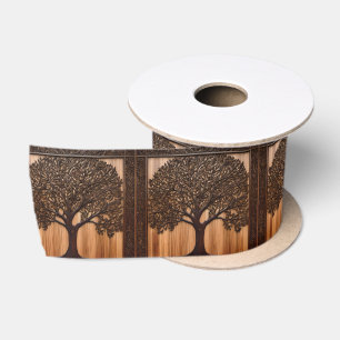 Australian Flora: The Wattle Tree Wood Print, Satin Ribbon