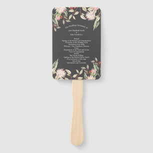 Australian Floral Rustic Wedding Gray Program Hand Fan
