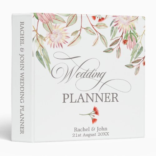 Australian Flowers Calligraphy Wedding Planner 3 Ring Binder