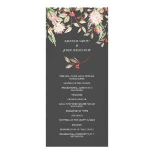 Australian Flowers Gray and Pink Wedding Program