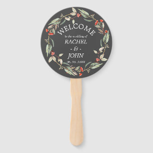Australian Flowers Rustic Wedding Welcome Gray Hand Fan