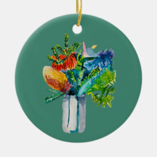 Australian flowers watercolour ceramic ornament