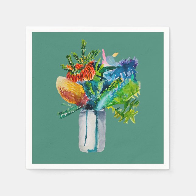 Australian flowers watercolour napkins (Front)