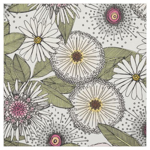 Australian garden chalk floral fabric
