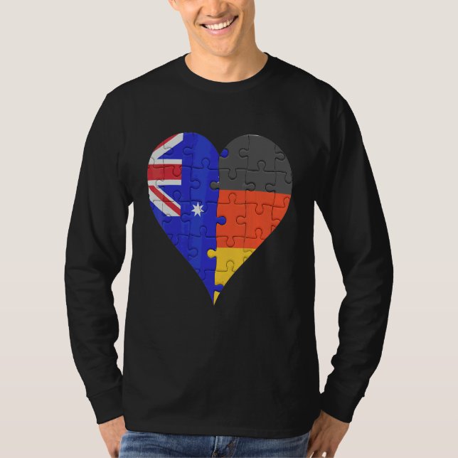 Australian German Flag Heart T-Shirt (Front)