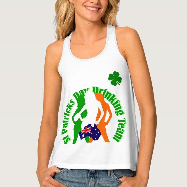 Australian girls St Patricks day drinking team All Tank Top (Front)