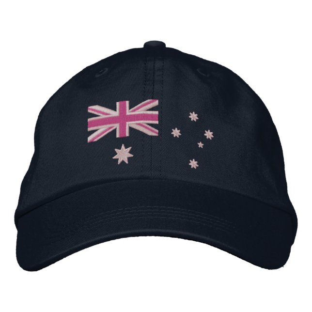 Australian Girly Flag Embroidery Embroidered Baseball Cap (Front)