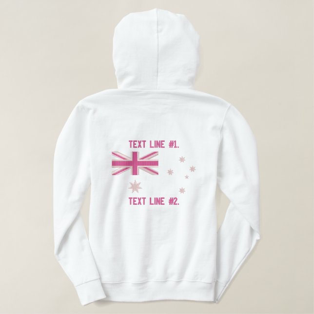 Australian Girly Flag Embroidery Embroidered Hoodie (Design Back)