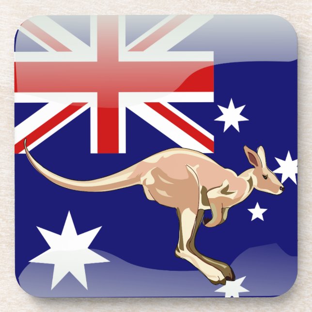 Australian glossy flag beverage coaster (Front)