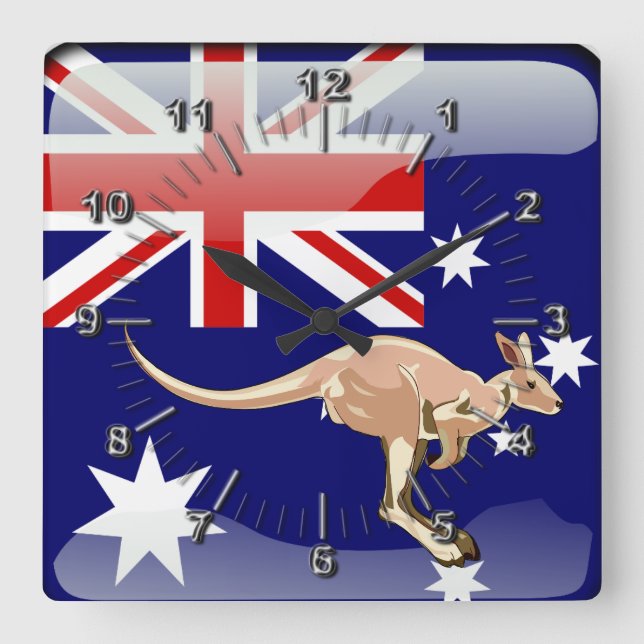 Australian glossy flag square wall clock (Front)
