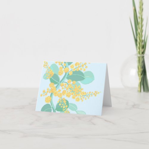 Australian golden wattle blossoms thank you card