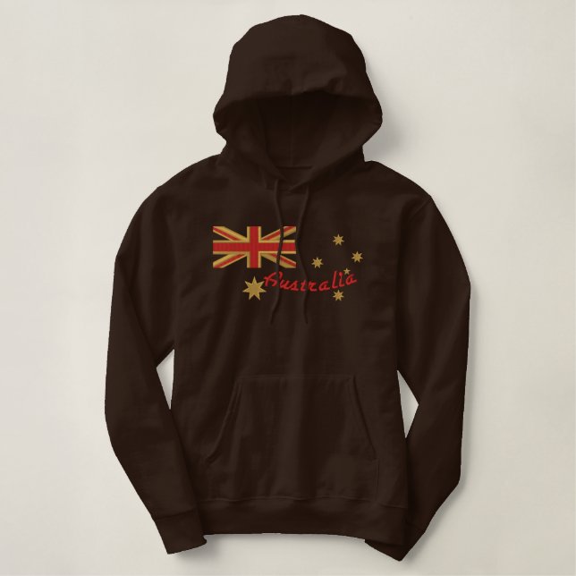 Australian Goldie Flag Embroidery Embroidered Hoodie (Design Front)
