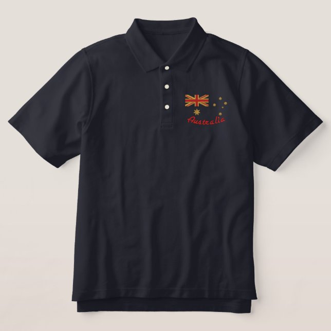 Australian Goldie Flag Embroidery Embroidered Polo Shirt (Design Front)