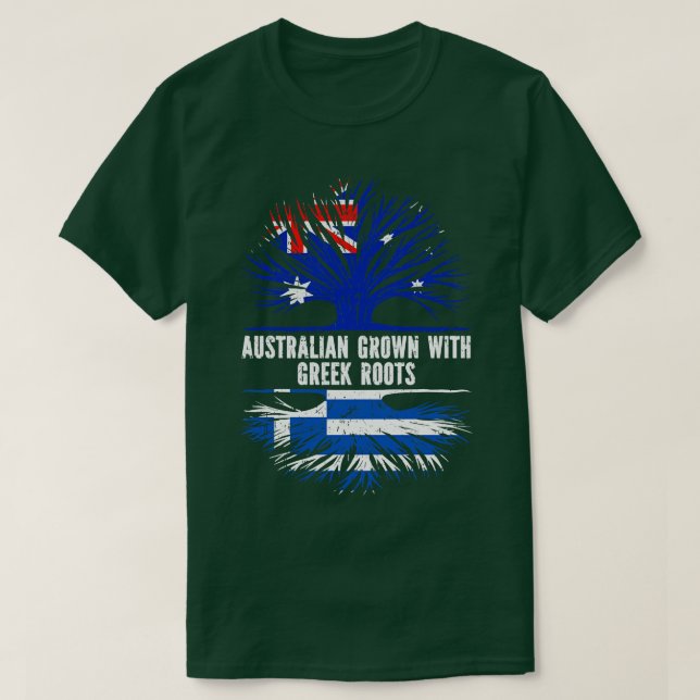 Australian Grown with Greek Roots Australia Flag T-Shirt (Design Front)