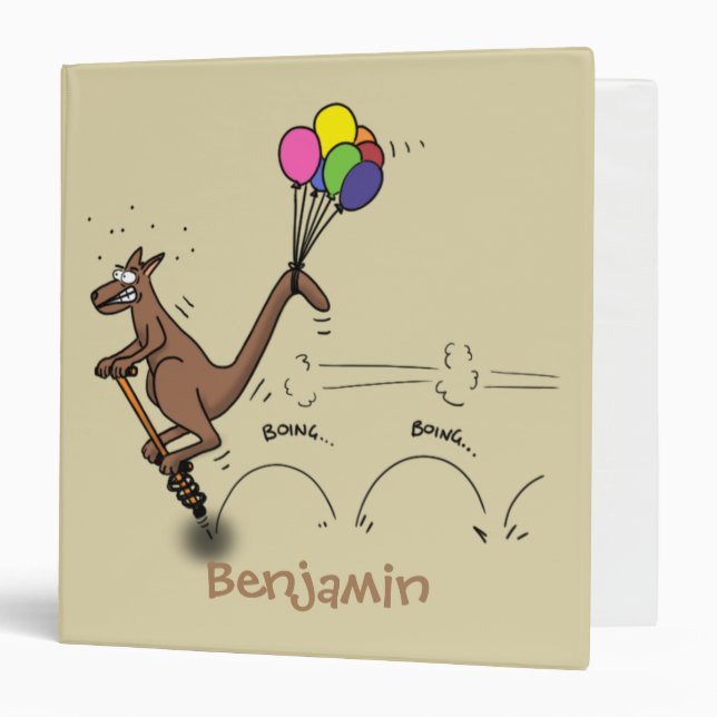Australian humor kangaroo cartoon illustration 3 ring binder (Front/Inside)