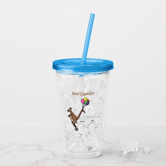 Australian humor kangaroo cartoon illustration acrylic tumbler (Back Ice)