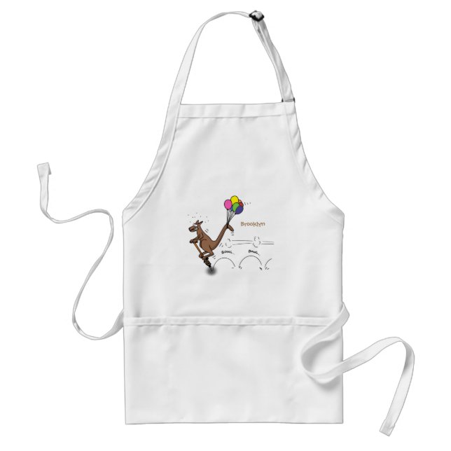 Australian humor kangaroo cartoon illustration adult apron (Front)