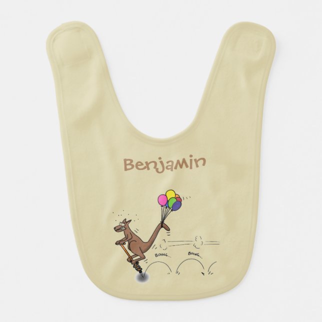 Australian humor kangaroo cartoon illustration baby bib (Front)