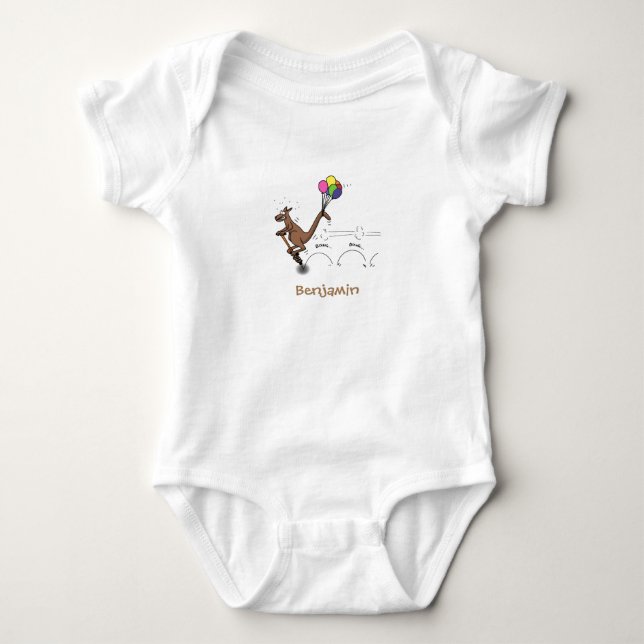 Australian humor kangaroo cartoon illustration baby bodysuit (Front)