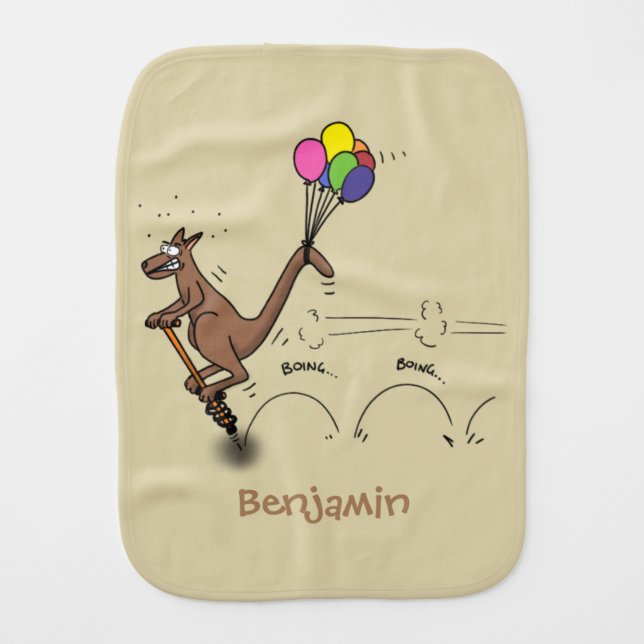 Australian humor kangaroo cartoon illustration  baby burp cloth (Front)