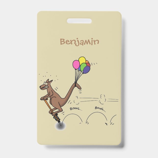 Australian humor kangaroo cartoon illustration badge (Front)