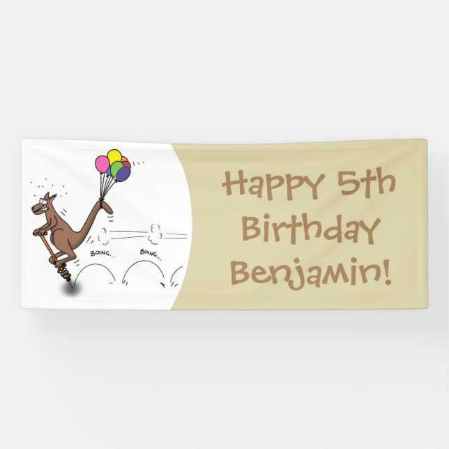 Australian humor kangaroo cartoon illustration banner (Horizontal)
