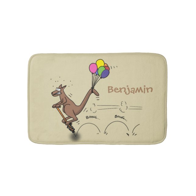 Australian humor kangaroo cartoon illustration bath mat (Front)
