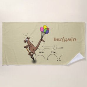 Australian humor kangaroo cartoon illustration  beach towel