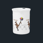 Australian humor kangaroo cartoon illustration beverage pitcher<br><div class="desc">This funny kangaroo cartoon features our marsupial on a Pogo stick with balloons. Lots of Aussie humor for a happy reminder!</div>