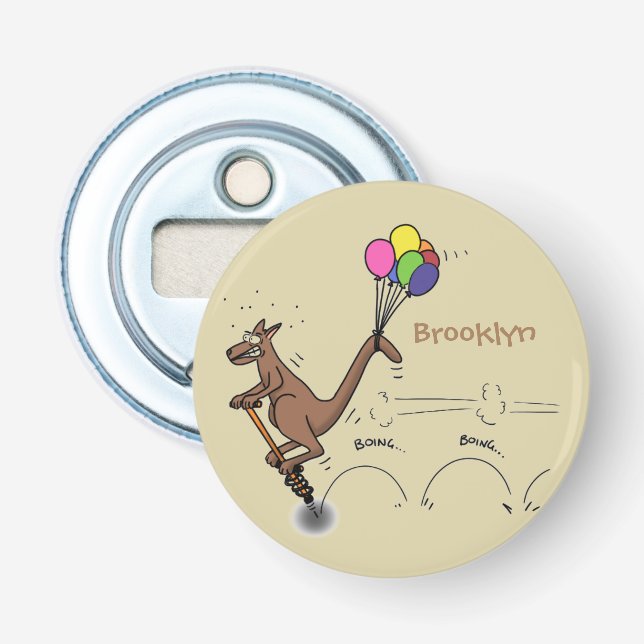 Australian humor kangaroo cartoon illustration bottle opener (Front)