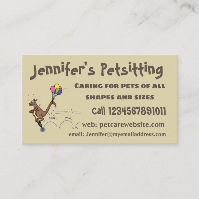 Australian humor kangaroo cartoon illustration business card (Front)