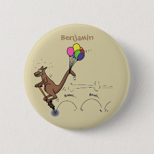 Australian humor kangaroo cartoon illustration button