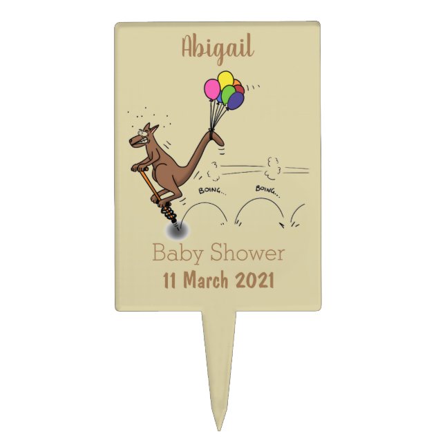 Australian humor kangaroo cartoon illustration cake topper (Front)