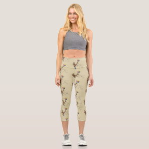 Australian humor kangaroo cartoon illustration capri leggings