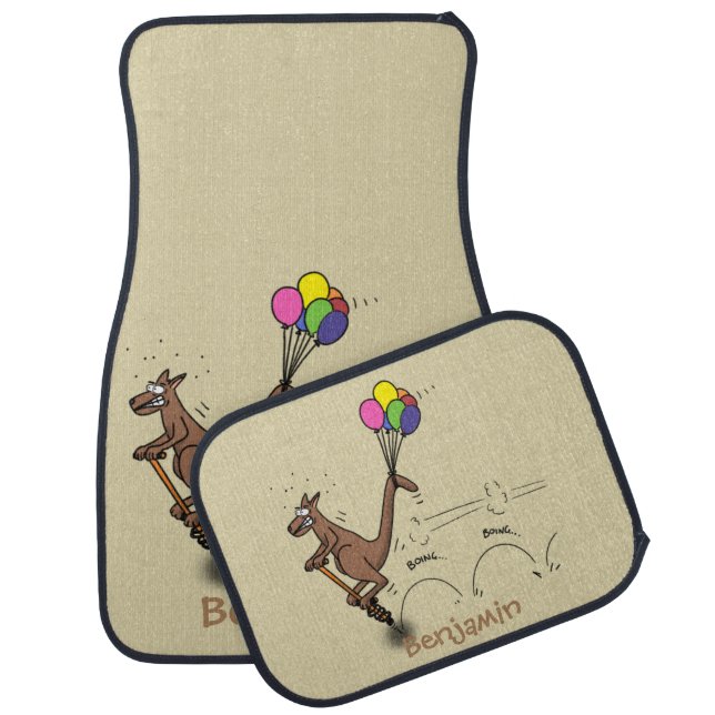 Australian humor kangaroo cartoon illustration car floor mat (Set)