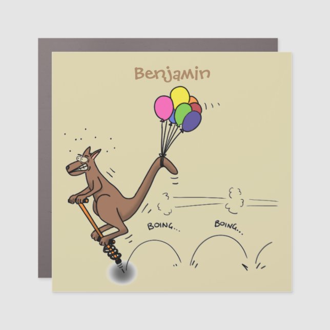 Australian humor kangaroo cartoon illustration car magnet (Front)