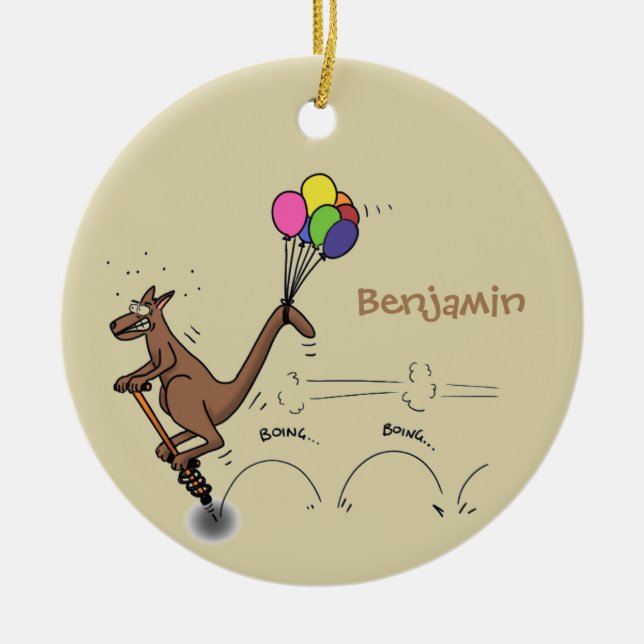 Australian humor kangaroo cartoon illustration ceramic ornament (Front)