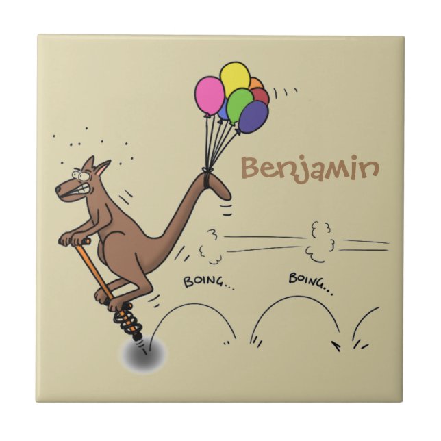 Australian humor kangaroo cartoon illustration ceramic tile (Front)