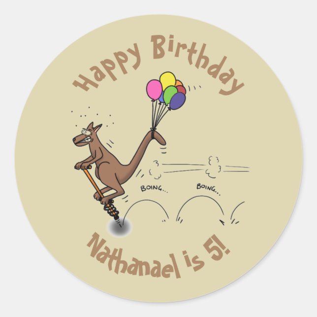 Australian humor kangaroo cartoon illustration  classic round sticker (Front)