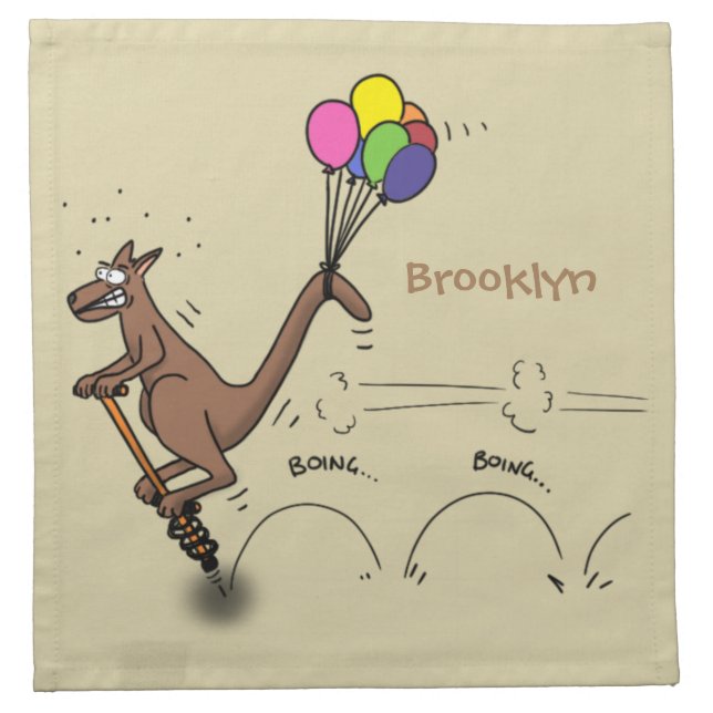 Australian humor kangaroo cartoon illustration cloth napkin (Front)